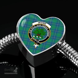 Scottish Irvine Ancient Clan Tartan Bracelet - Heart Shape Pendant Scottish Plaid Tartan Plaid