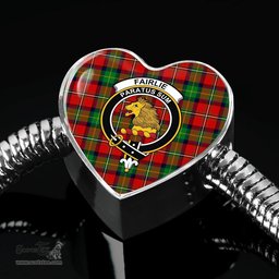 Scottish Fairlie Modern Clan Tartan Bracelet - Heart Shape Pendant Scottish Plaid Tartan Plaid