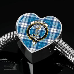 Scottish Roberton Clan Tartan Bracelet - Heart Shape Pendant Scottish Plaid Tartan Plaid