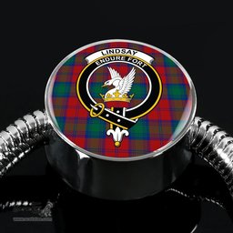 Scottish Lindsay Modern Clan Tartan Bracelet - Round Shape Pendant Scottish Plaid Tartan Plaid