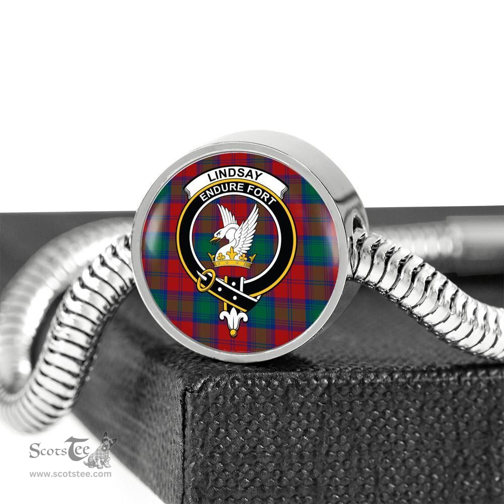 Scottish Lindsay Modern Clan Tartan Bracelet - Round Shape Pendant Scottish Plaid Tartan Plaid