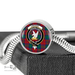 Scottish Lindsay Modern Clan Tartan Bracelet - Round Shape Pendant Scottish Plaid Tartan Plaid