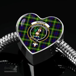 Scottish Watson Modern Clan Tartan Bracelet - Heart Shape Pendant Scottish Plaid Tartan Plaid