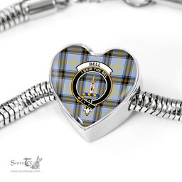 Scottish Bell Of The Borders Clan Tartan Bracelet - Heart Shape Pendant Scottish Plaid Tartan Plaid