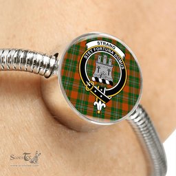 Scottish Strang Clan Tartan Bracelet - Round Shape Pendant Scottish Plaid Tartan Plaid