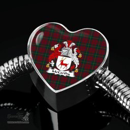 Scottish Mccarthy Clan Tartan Bracelet - Heart Shape Pendant Scottish Plaid Tartan Plaid