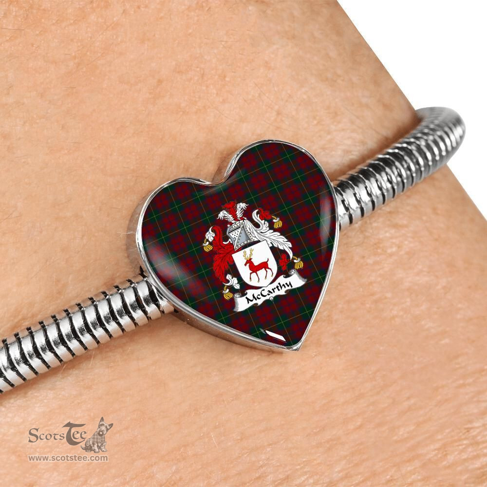 Scottish Mccarthy Clan Tartan Bracelet - Heart Shape Pendant Scottish Plaid Tartan Plaid