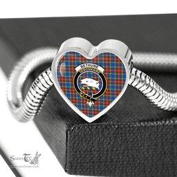 Scottish Bethune Clan Tartan Bracelet - Heart Shape Pendant Scottish Plaid Tartan Plaid