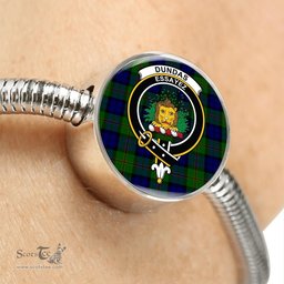 Scottish Dundas Modern Clan Tartan Bracelet - Round Shape Pendant Scottish Plaid Tartan Plaid