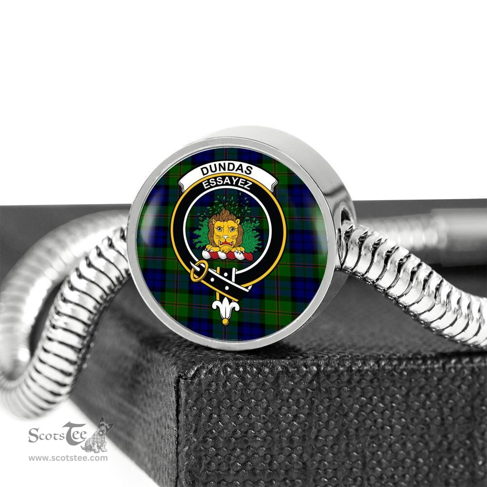 Scottish Dundas Modern Clan Tartan Bracelet - Round Shape Pendant Scottish Plaid Tartan Plaid