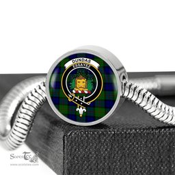 Scottish Dundas Modern Clan Tartan Bracelet - Round Shape Pendant Scottish Plaid Tartan Plaid