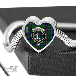 Scottish Carmichael Modern Clan Tartan Bracelet - Heart Shape Pendant Scottish Plaid Tartan Plaid