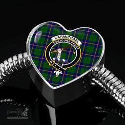 Scottish Carmichael Modern Clan Tartan Bracelet - Heart Shape Pendant Scottish Plaid Tartan Plaid