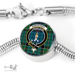 Scottish Kirkpatrick Clan Tartan Bracelet - Round Shape Pendant Scottish Plaid Tartan Plaid