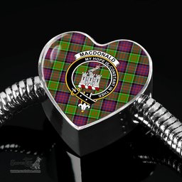 Scottish Macdonald Of Clan Ranald Clan Tartan Bracelet - Heart Shape Pendant Scottish Plaid Tartan Plaid