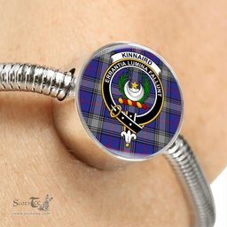 Scottish Kinnaird  Clan Tartan Bracelet - Round Shape Pendant Scottish Plaid Tartan Plaid