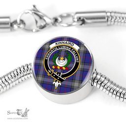 Scottish Kinnaird  Clan Tartan Bracelet - Round Shape Pendant Scottish Plaid Tartan Plaid