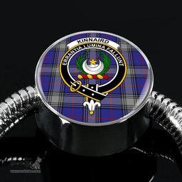 Scottish Kinnaird  Clan Tartan Bracelet - Round Shape Pendant Scottish Plaid Tartan Plaid