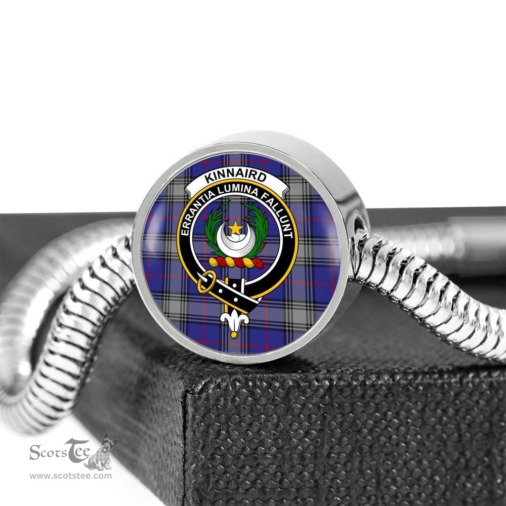 Scottish Kinnaird  Clan Tartan Bracelet - Round Shape Pendant Scottish Plaid Tartan Plaid