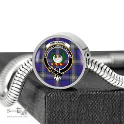 Scottish Kinnaird  Clan Tartan Bracelet - Round Shape Pendant Scottish Plaid Tartan Plaid