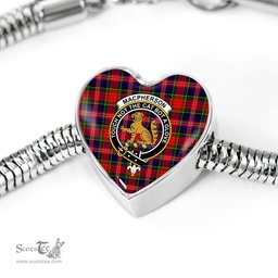 Scottish Macpherson Modern Clan Tartan Bracelet - Heart Shape Pendant Scottish Plaid Tartan Plaid