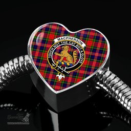 Scottish Macpherson Modern Clan Tartan Bracelet - Heart Shape Pendant Scottish Plaid Tartan Plaid