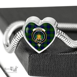 Scottish Dundas Modern Clan Tartan Bracelet - Heart Shape Pendant Scottish Plaid Tartan Plaid