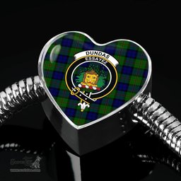 Scottish Dundas Modern Clan Tartan Bracelet - Heart Shape Pendant Scottish Plaid Tartan Plaid