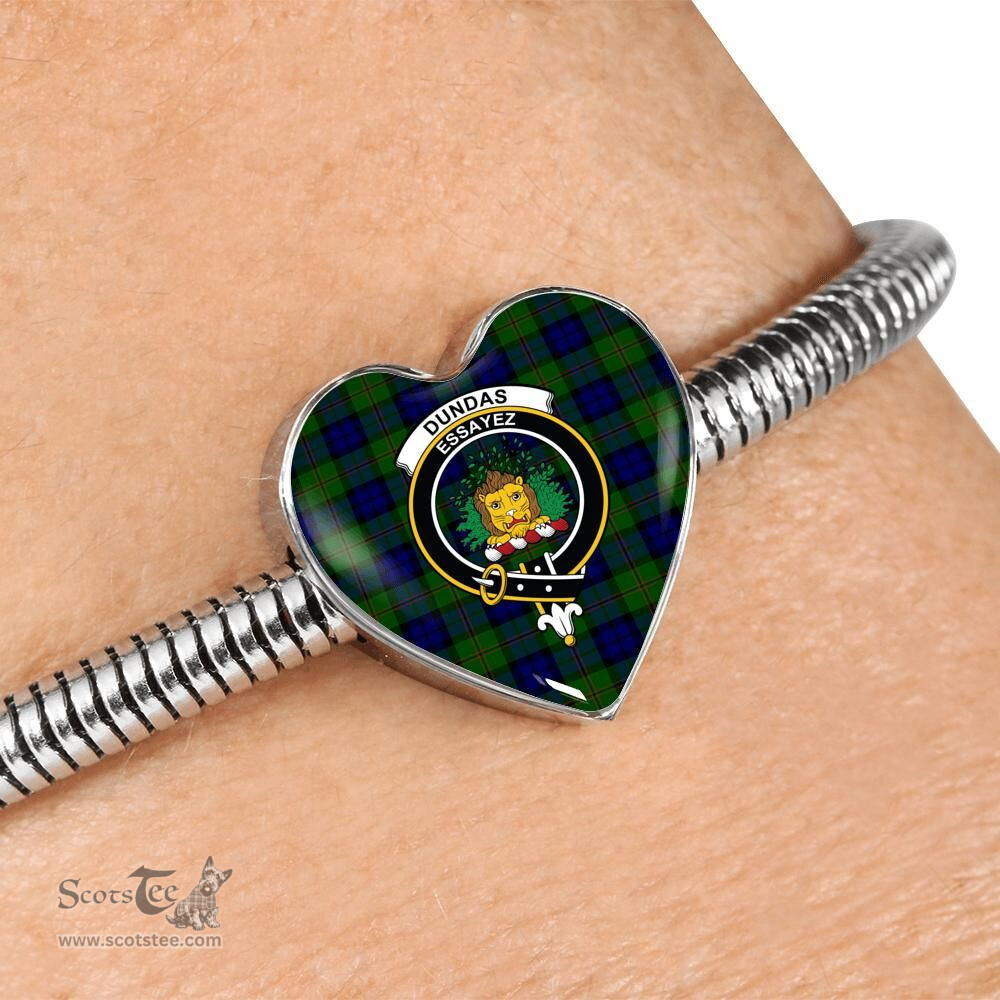 Scottish Dundas Modern Clan Tartan Bracelet - Heart Shape Pendant Scottish Plaid Tartan Plaid