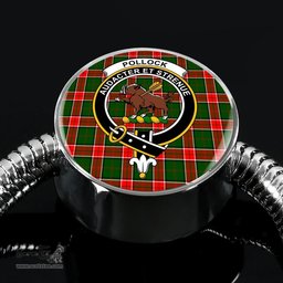 Scottish Pollock Modern Clan Tartan Bracelet - Round Shape Pendant Scottish Plaid Tartan Plaid