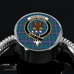Scottish Sandilands Clan Tartan Bracelet - Round Shape Pendant Scottish Plaid Tartan Plaid