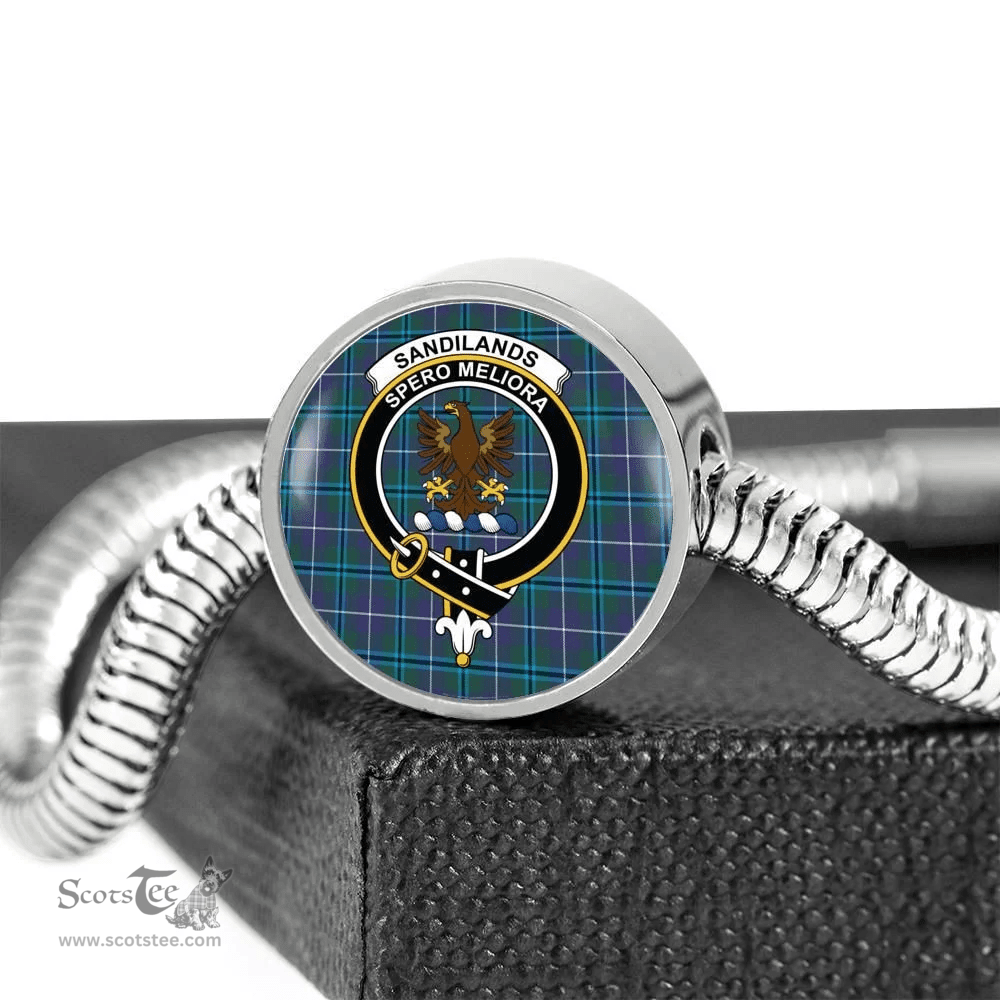 Scottish Sandilands Clan Tartan Bracelet - Round Shape Pendant Scottish Plaid Tartan Plaid