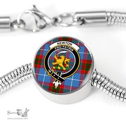 Scottish Newton Clan Tartan Bracelet - Round Shape Pendant Scottish Plaid Tartan Plaid
