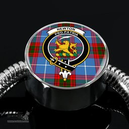 Scottish Newton Clan Tartan Bracelet - Round Shape Pendant Scottish Plaid Tartan Plaid