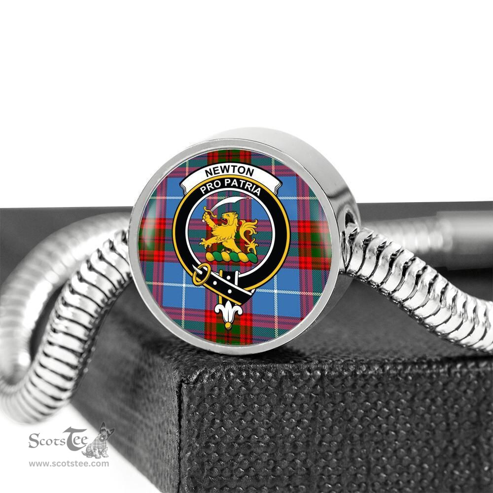 Scottish Newton Clan Tartan Bracelet - Round Shape Pendant Scottish Plaid Tartan Plaid