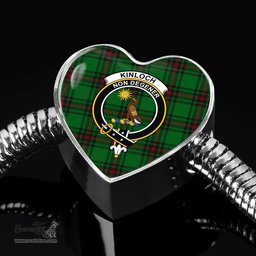 Scottish Kinloch Clan Tartan Bracelet - Heart Shape Pendant Scottish Plaid Tartan Plaid