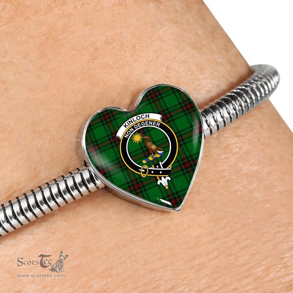 Scottish Kinloch Clan Tartan Bracelet - Heart Shape Pendant Scottish Plaid Tartan Plaid