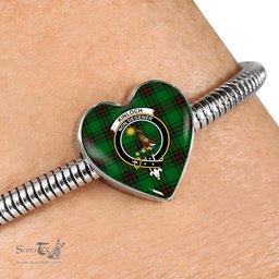 Scottish Kinloch Clan Tartan Bracelet - Heart Shape Pendant Scottish Plaid Tartan Plaid