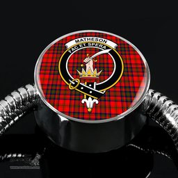 Scottish Matheson Modern Clan Tartan Bracelet - Round Shape Pendant Scottish Plaid Tartan Plaid