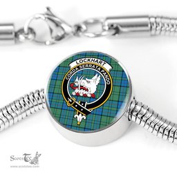 Scottish Lockhart Clan Tartan Bracelet - Round Shape Pendant Scottish Plaid Tartan Plaid