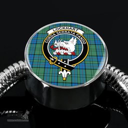 Scottish Lockhart Clan Tartan Bracelet - Round Shape Pendant Scottish Plaid Tartan Plaid