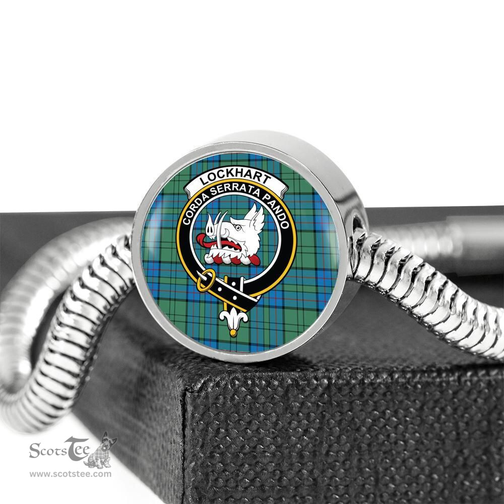 Scottish Lockhart Clan Tartan Bracelet - Round Shape Pendant Scottish Plaid Tartan Plaid
