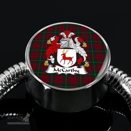 Scottish Mccarthy Clan Tartan Bracelet - Round Shape Pendant Scottish Plaid Tartan Plaid