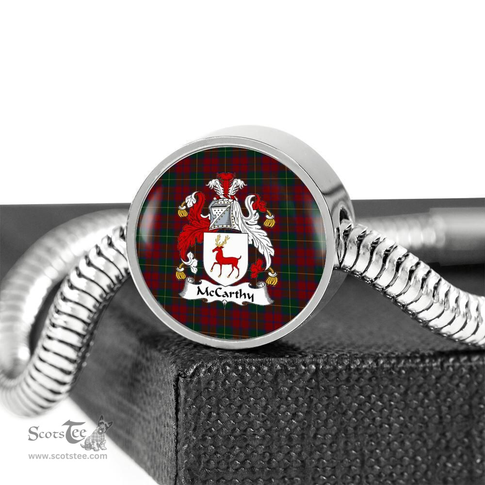 Scottish Mccarthy Clan Tartan Bracelet - Round Shape Pendant Scottish Plaid Tartan Plaid