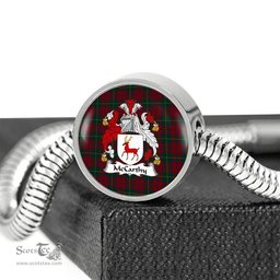 Scottish Mccarthy Clan Tartan Bracelet - Round Shape Pendant Scottish Plaid Tartan Plaid