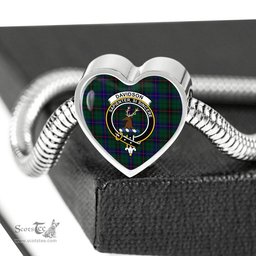 Scottish Davidson Modern Clan Tartan Bracelet - Heart Shape Pendant Scottish Plaid Tartan Plaid