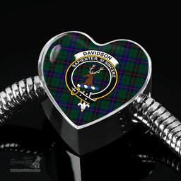 Scottish Davidson Modern Clan Tartan Bracelet - Heart Shape Pendant Scottish Plaid Tartan Plaid