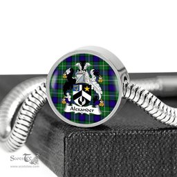 Scottish Alexander Clan Tartan Bracelet - Round Shape Pendant Scottish Plaid Tartan Plaid