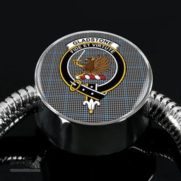 Scottish Gladstone Clan Tartan Bracelet - Round Shape Pendant Scottish Plaid Tartan Plaid