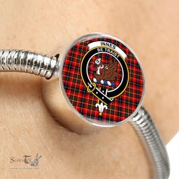 Scottish Innes Modern Clan Tartan Bracelet - Round Shape Pendant Scottish Plaid Tartan Plaid